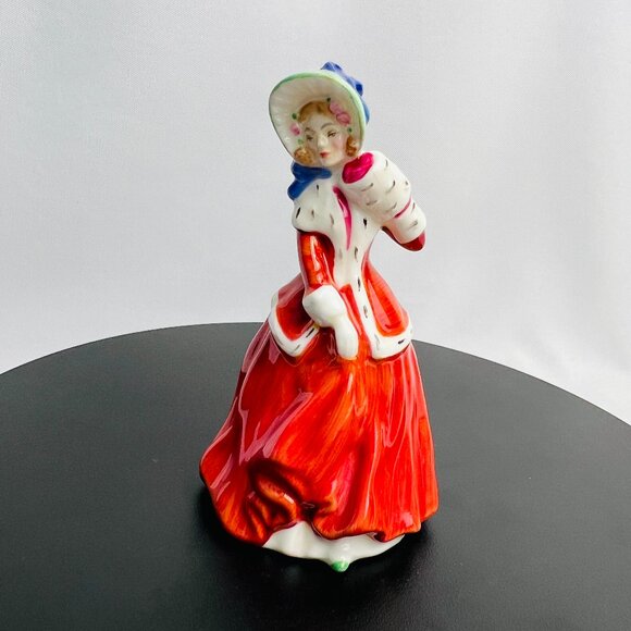 Royal Doulton Porcelain Vintage Miniature Lady Figurine “Christmas Morn” Signed - Picture 1 of 11